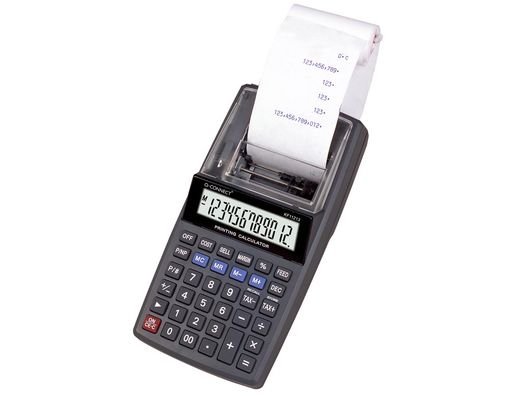 Calculadora q-connect impresora pantalla papel kf11213 12 digitos negra