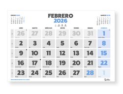 Calendario pared liderpapel clasico 2026 lomo engomado 30x20 cm papel 105 gr