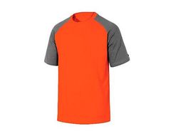 Camiseta de Algodon Deltaplus Color Gris Naranja Talla S