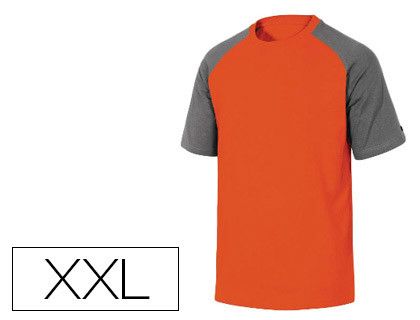 Camiseta de Algodon Deltaplus Color Gris Naranja Talla Xxl