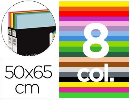CANSON Caja Expositora cartulina 200 Hojas 50x65cm 15 colores surtidos 200004696