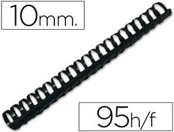 Canutillo q-connect redondo 10 mm plastico negro capacidad 95 hojas caja de 100 unidades