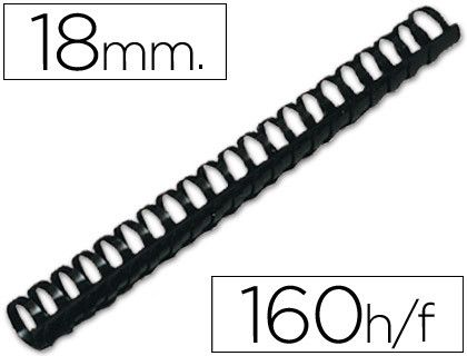 Canutillo q-connect redondo 18 mm plastico negro capacidad 160 hojas caja de 50 unidades