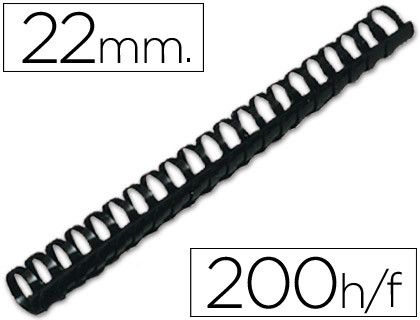 Canutillo q-connect redondo 22 mm plastico negro capacidad 200 hojas caja de 50 unidades
