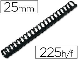 Canutillo q-connect redondo 25 mm plastico negro capacidad 225 hojas caja de 50 unidades