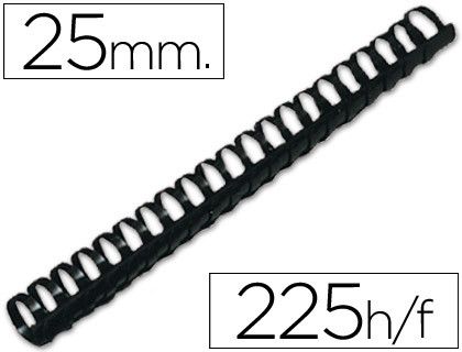 Canutillo q-connect redondo 25 mm plastico negro capacidad 225 hojas caja de 50 unidades