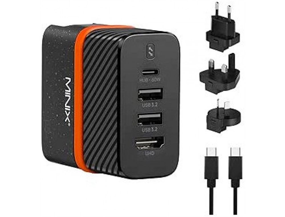 Cargador de pared bluestork pw-bs-65-gan-c/2 4 en 1 65w negro