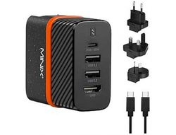 Cargador de pared bluestork pw-bs-65-gan-c/2 4 en 1 65w negro