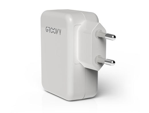 Cargador de pared groovy 4 usb color blanco