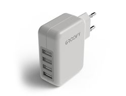 Cargador de pared groovy 4 usb color blanco