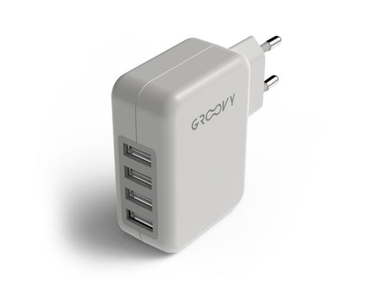 Cargador de pared groovy 4 usb color blanco