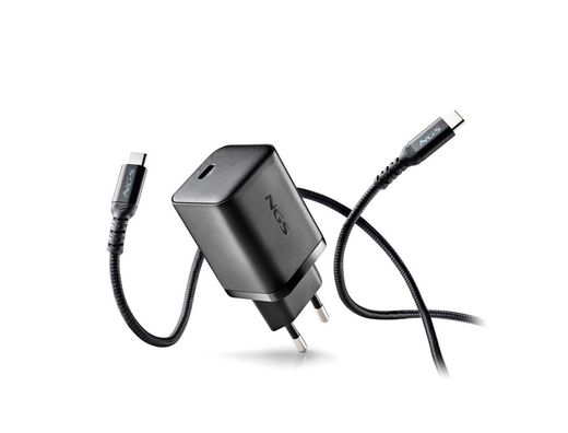 Cargador ngs de pared gan ultrarapido para portatil de 65w con 3 puertos: 2 usb-c y 1 usb-a
