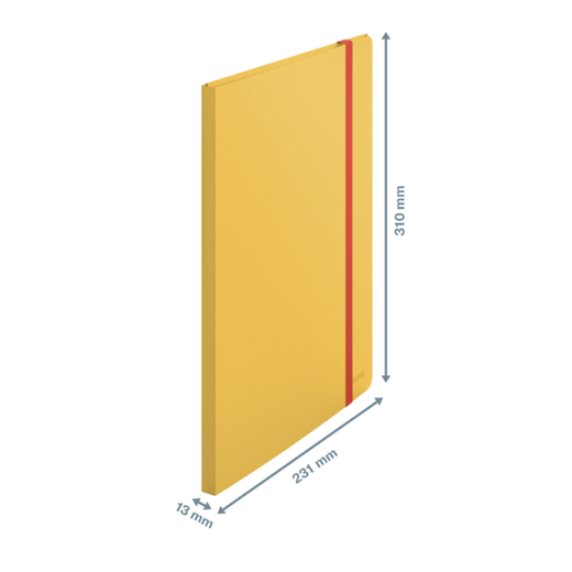 Carpeta 20 fundas Leitz Cosy Plus con 3 solapas y cierre con goma, DIN A4, amarillo