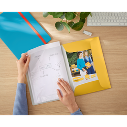 Carpeta 20 fundas Leitz Cosy Plus con 3 solapas y cierre con goma, DIN A4, amarillo