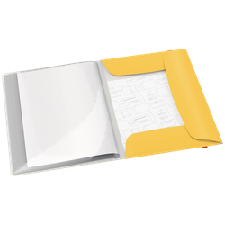 Carpeta 20 fundas Leitz Cosy Plus con 3 solapas y cierre con goma, DIN A4, amarillo
