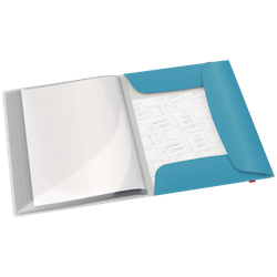 Carpeta 20 fundas Leitz Cosy Plus con 3 solapas y cierre con goma, DIN A4, azul