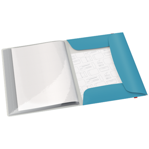 Carpeta 20 fundas Leitz Cosy Plus con 3 solapas y cierre con goma, DIN A4, azul