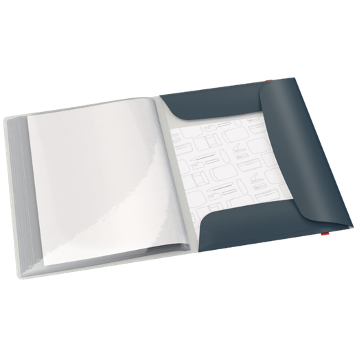 Carpeta 20 fundas Leitz Cosy Plus con 3 solapas y cierre con goma, DIN A4, gris