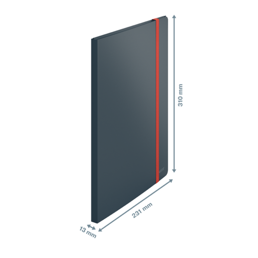 Carpeta 20 fundas Leitz Cosy Plus con 3 solapas y cierre con goma, DIN A4, gris