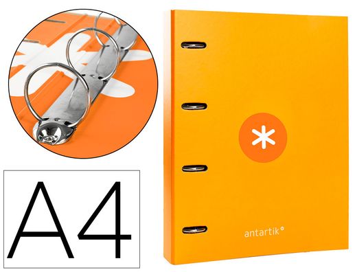 Carpeta 4 anillas 40 mm mixtas liderpapel antartik A4 forrada color mostaza