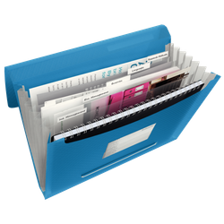 Carpeta acordeón Esselte Vivida. PP. Con 6 separadores, azul Vivida