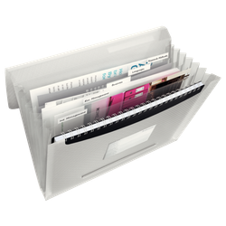 Carpeta acordeón Esselte Vivida. PP. Con 6 separadores, blanco Vivida