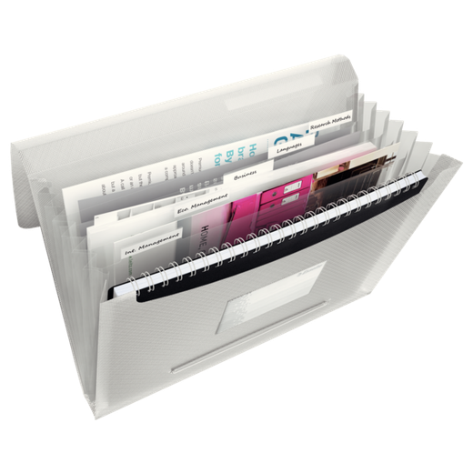 Carpeta acordeón Esselte Vivida. PP. Con 6 separadores, blanco Vivida