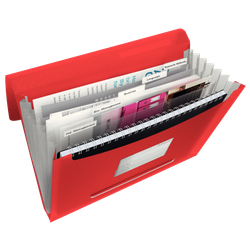 Carpeta acordeón Esselte Vivida. PP. Con 6 separadores, rojo Vivida