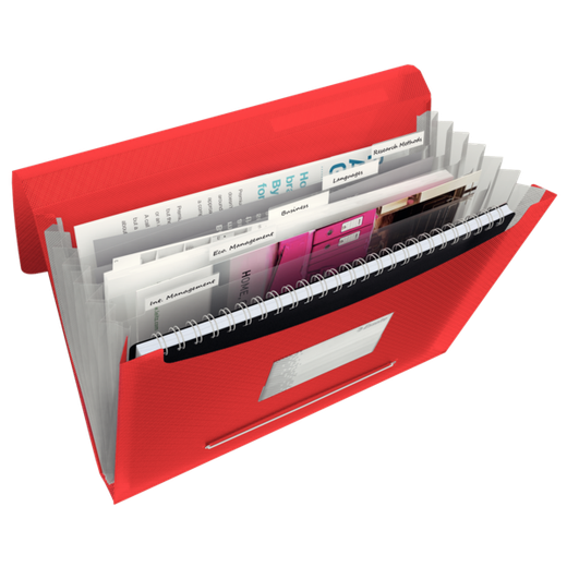 Carpeta acordeón Esselte Vivida. PP. Con 6 separadores, rojo Vivida