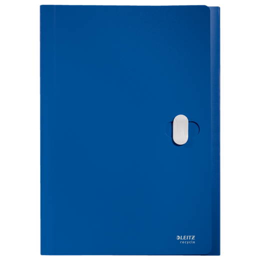 Carpeta acordeón Leitz Recycle. PP. 5 compartimentos expandibles más 1 frontal fijo. DIN A4, azul