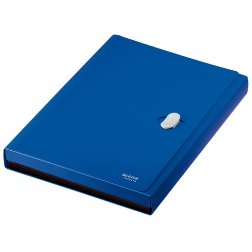 Carpeta acordeón Leitz Recycle. PP. 5 compartimentos expandibles más 1 frontal fijo. DIN A4, azul