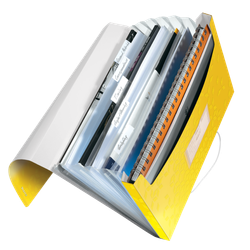 Carpeta acordeón WOW. PP. 6 separadores más 1 extra ancho. DIN A4, amarillo