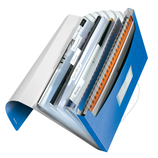 Carpeta acordeón WOW. PP. 6 separadores más 1 extra ancho. DIN A4, azul