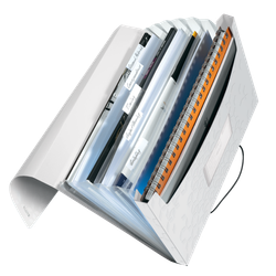 Carpeta acordeón WOW. PP. 6 separadores más 1 extra ancho. DIN A4, blanco