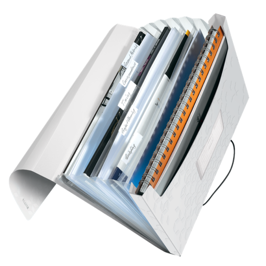 Carpeta acordeón WOW. PP. 6 separadores más 1 extra ancho. DIN A4, blanco