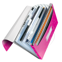 Carpeta acordeón WOW. PP. 6 separadores más 1 extra ancho. DIN A4, fucsia