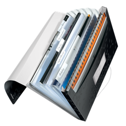 Carpeta acordeón WOW. PP. 6 separadores más 1 extra ancho. DIN A4, negro