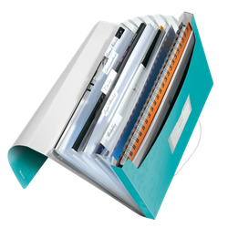 Carpeta acordeón WOW. PP. 6 separadores más 1 extra ancho. DIN A4, turquesa