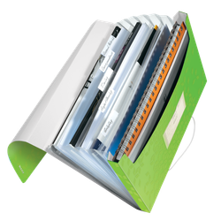 Carpeta acordeón WOW. PP. 6 separadores más 1 extra ancho. DIN A4, verde