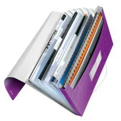 Carpeta acordeón WOW. PP. 6 separadores más 1 extra ancho. DIN A4, violeta