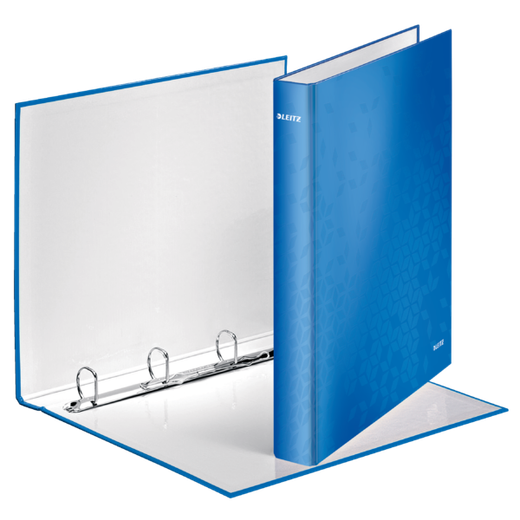 Carpeta anillas Leitz WOW. 4 anillas D 25 mm. DIN A4+ azul