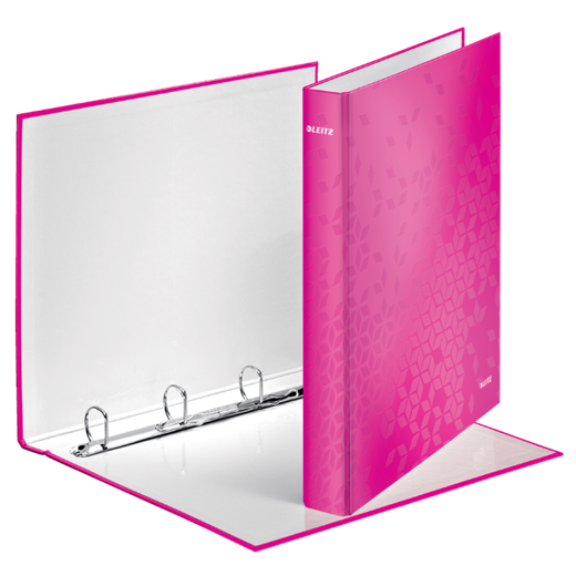 Carpeta anillas Leitz WOW. 4 anillas D 25 mm. DIN A4+ fucsia