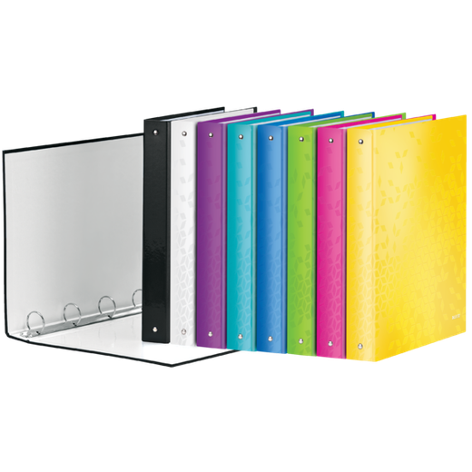 Carpeta anillas Leitz WOW. 4 anillas D 25 mm. DIN A4+ fucsia