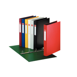 Carpeta anillas plástico forrado. Con interior plástico y tarjetero. 4 anillas Ø 25 mm. DIN A4 negro