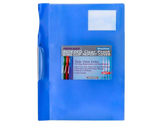 Carpeta beautone dossier pinza lateral 48382 polipropildin-a4 azul pinza giratoria -pack de 10 retractilado
