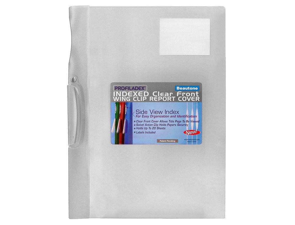 Carpeta beautone dossier pinza lateral 48384 polipropildin-a4 incolora pinza giratori-pack de 10 retractilado