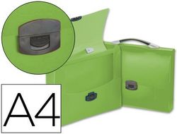 Carpeta Beautone Portadocumentos Broche 34623 Polipropileno Din A4 Verde Transparente con Asa