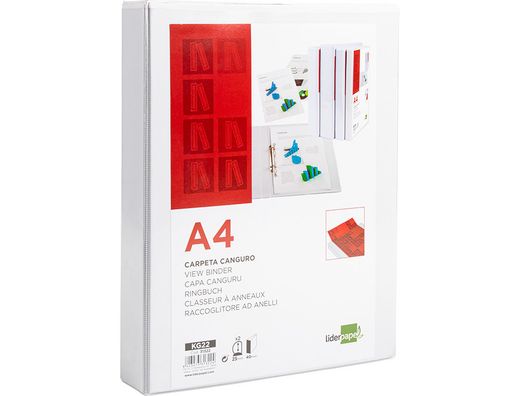 Carpeta Canguro 2 Anillas Mixtas 25Mm Liderpapel A4 Plastico Blanca