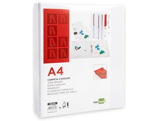 Carpeta Canguro 2 Anillas Mixtas 40Mm Liderpapel A4 Plastico Blanca