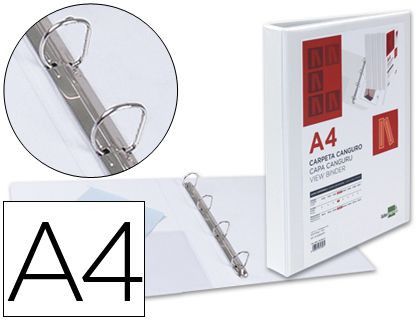 Carpeta Canguro 4 Anillas Mixtas 25Mm Liderpapel A4 Plastico Blanca